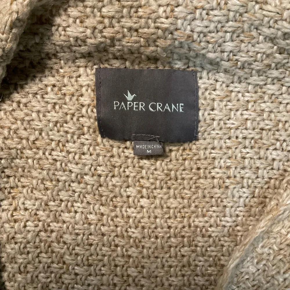 Paper Crane Cardigan Sweater Medium Knit Fringe‎
